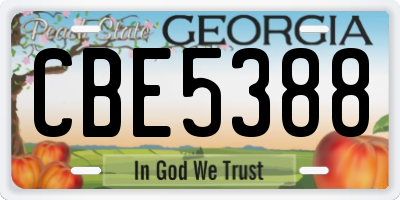 GA license plate CBE5388