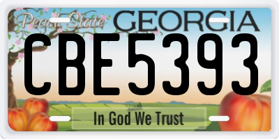 GA license plate CBE5393