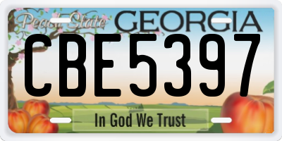 GA license plate CBE5397