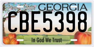 GA license plate CBE5398
