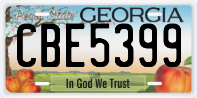 GA license plate CBE5399