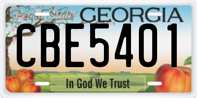 GA license plate CBE5401