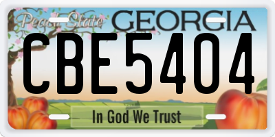 GA license plate CBE5404