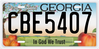 GA license plate CBE5407