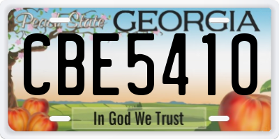 GA license plate CBE5410