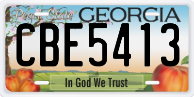 GA license plate CBE5413