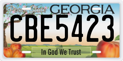 GA license plate CBE5423
