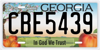 GA license plate CBE5439