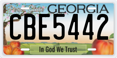 GA license plate CBE5442