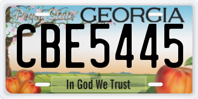 GA license plate CBE5445