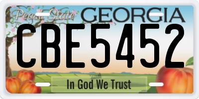 GA license plate CBE5452