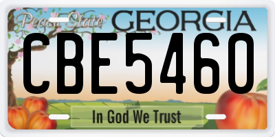 GA license plate CBE5460