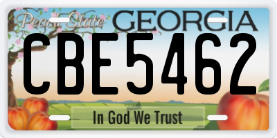 GA license plate CBE5462
