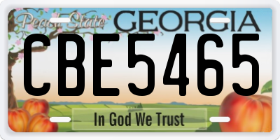 GA license plate CBE5465