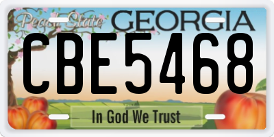 GA license plate CBE5468