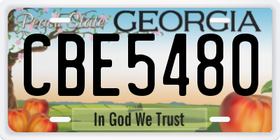 GA license plate CBE5480