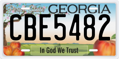 GA license plate CBE5482