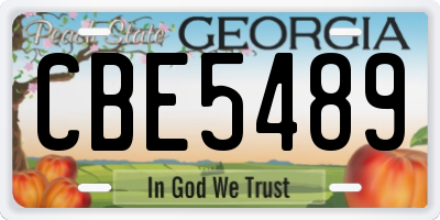 GA license plate CBE5489
