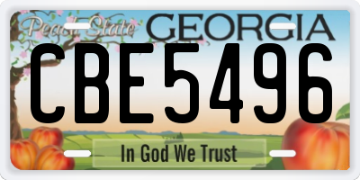 GA license plate CBE5496