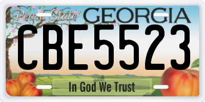 GA license plate CBE5523