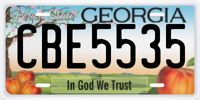 GA license plate CBE5535