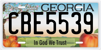 GA license plate CBE5539