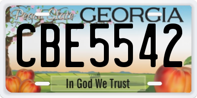 GA license plate CBE5542