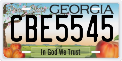 GA license plate CBE5545