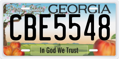 GA license plate CBE5548