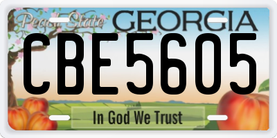 GA license plate CBE5605