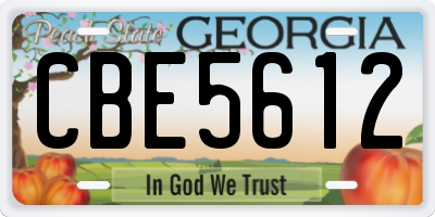 GA license plate CBE5612