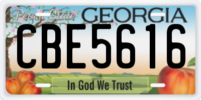 GA license plate CBE5616