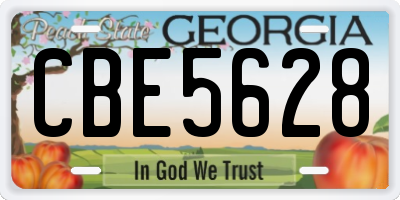 GA license plate CBE5628