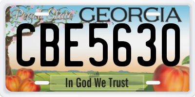 GA license plate CBE5630