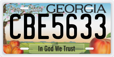 GA license plate CBE5633