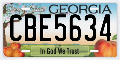 GA license plate CBE5634