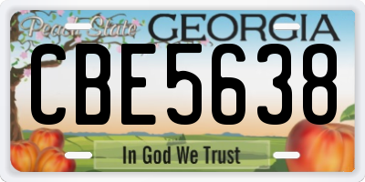 GA license plate CBE5638