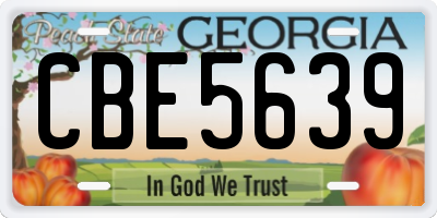GA license plate CBE5639