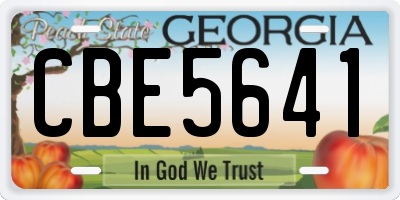 GA license plate CBE5641