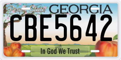 GA license plate CBE5642