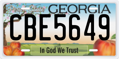 GA license plate CBE5649