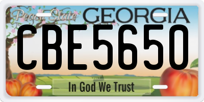 GA license plate CBE5650