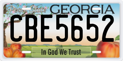 GA license plate CBE5652