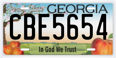 GA license plate CBE5654