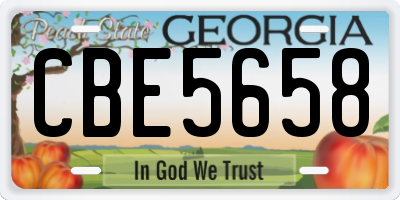 GA license plate CBE5658