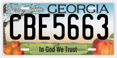GA license plate CBE5663