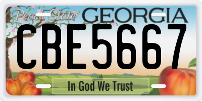 GA license plate CBE5667