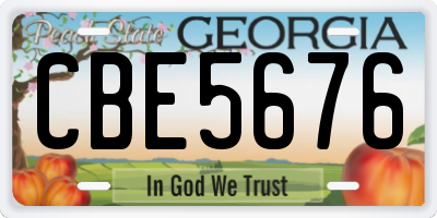 GA license plate CBE5676