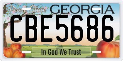 GA license plate CBE5686