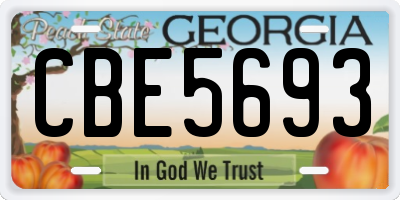 GA license plate CBE5693
